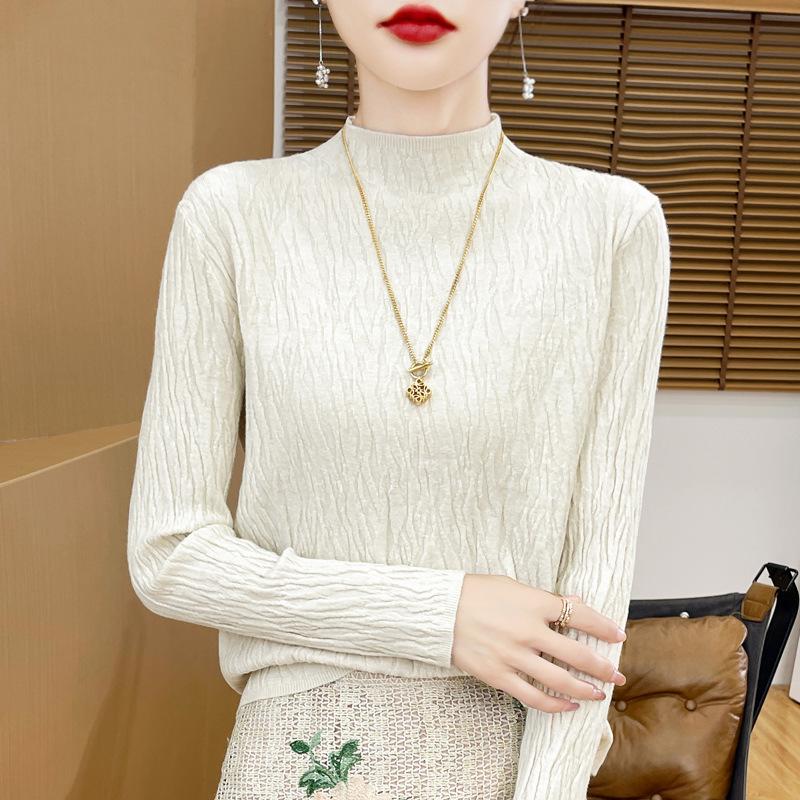 Autumn and Winter Pullover Sweater Women's Half-high Neck Knit Slim Bottoming Shirt