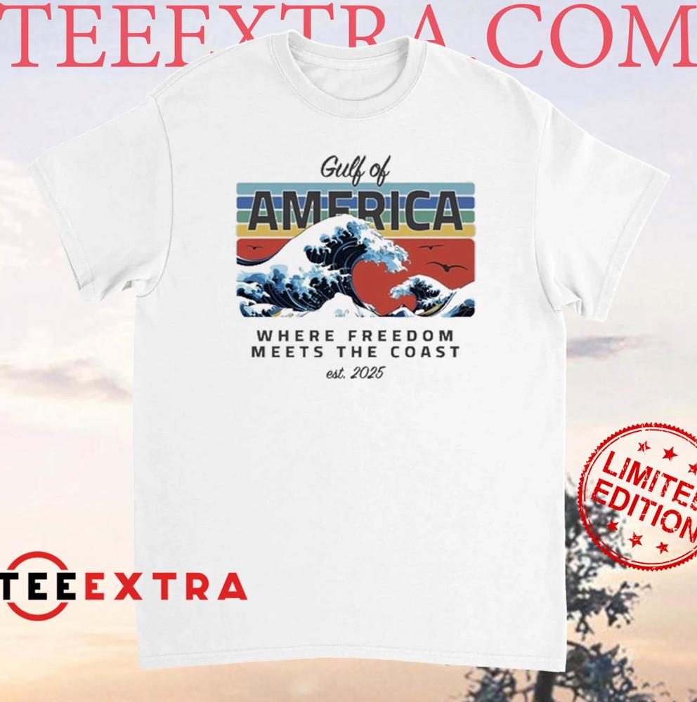 

Gulf Of America Hokusai 2025 Shirt For Men And Women, Size S-5Xl Unisex T-Shirt XXXL