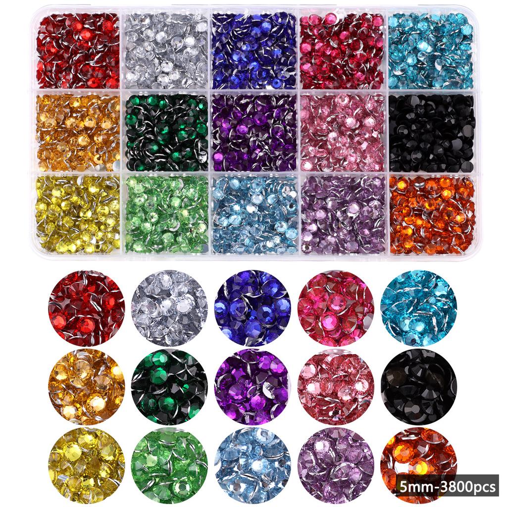 15-Kleur Hars Platte Bodem Boor, Kleur Ab Boor, Gemengde Kleur Acryl Boor, Handgemaakte Diy Sticker Boor, Grote Transparante Diamant Sieraden Set.