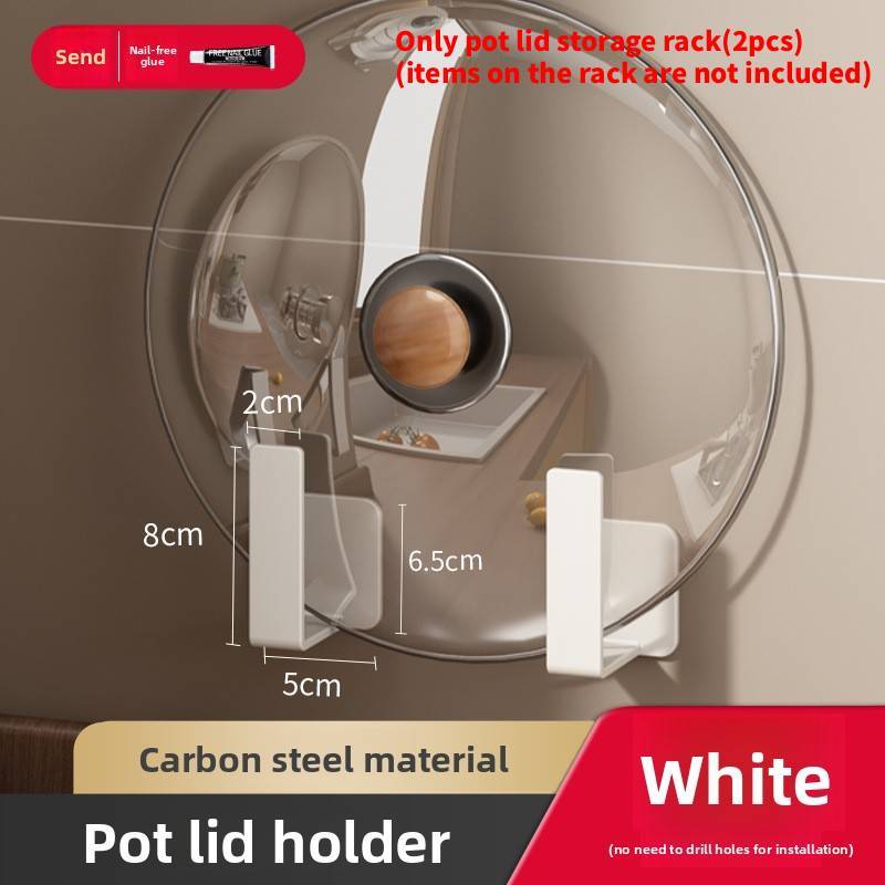 Kitchen Wall Mount Pot Lid And Cutting Board Rack With Steel Material For Space Saving