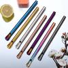 6pcs Metal Stainless Steel Straw Reusable Pearl Milkshake Bubble Tea Straws with Brush Stirring Smoothie Spoon Shaped Straw Set