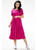 Flared midi dress with short kimono sleeves, fuchsia M