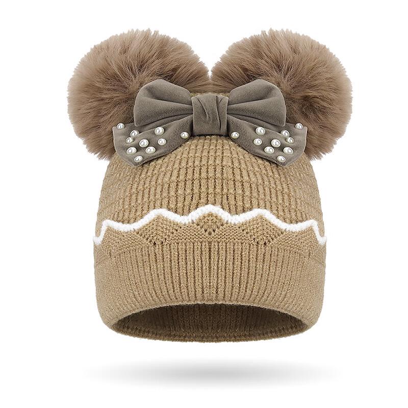 Girls  Winter Bow Double Pom-Pom Knitted Beanie One Size