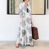 Large Size Women's Clothing Cotton Linen Printed Long Sleeves Simple Loose Casual Shirt Dress
