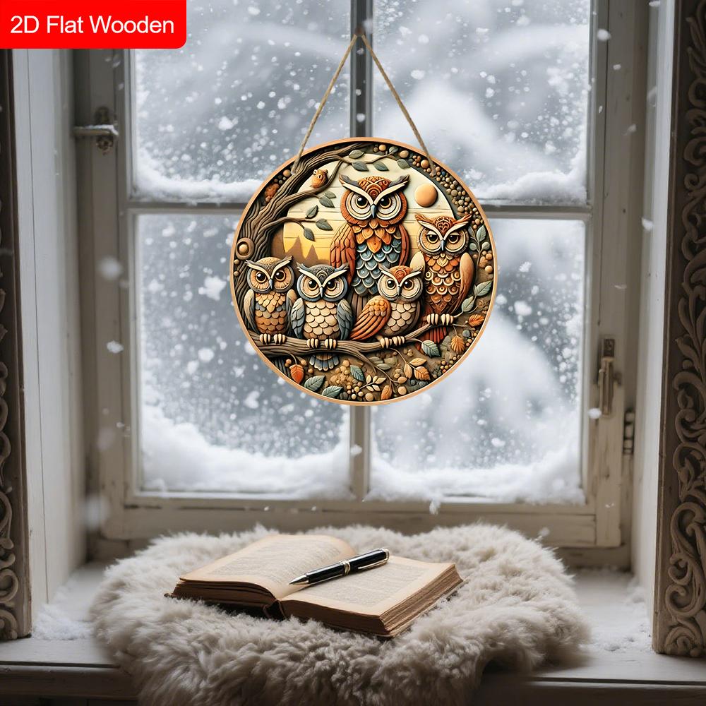 Dekorative Hängeschilder in 2D-Ebene, Innendekoration für Wand oder Tür, Gartendekoration, Eulenmuster, interessante Geschenke für Familie und Freunde