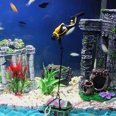 New Unique Design Hunter Treasure Figure Action Decor Fish Tank Aquarium Ornament Landscape