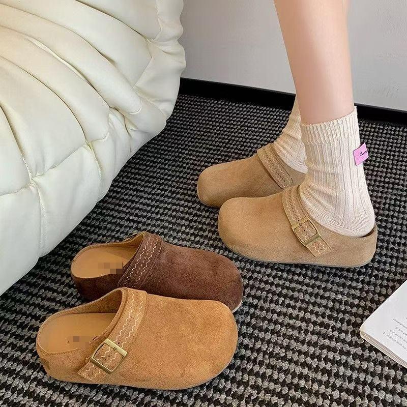 Casual thick-soled small man pedal bag head drag women's shoes, autumn wear Boken semi-drag women's versatile