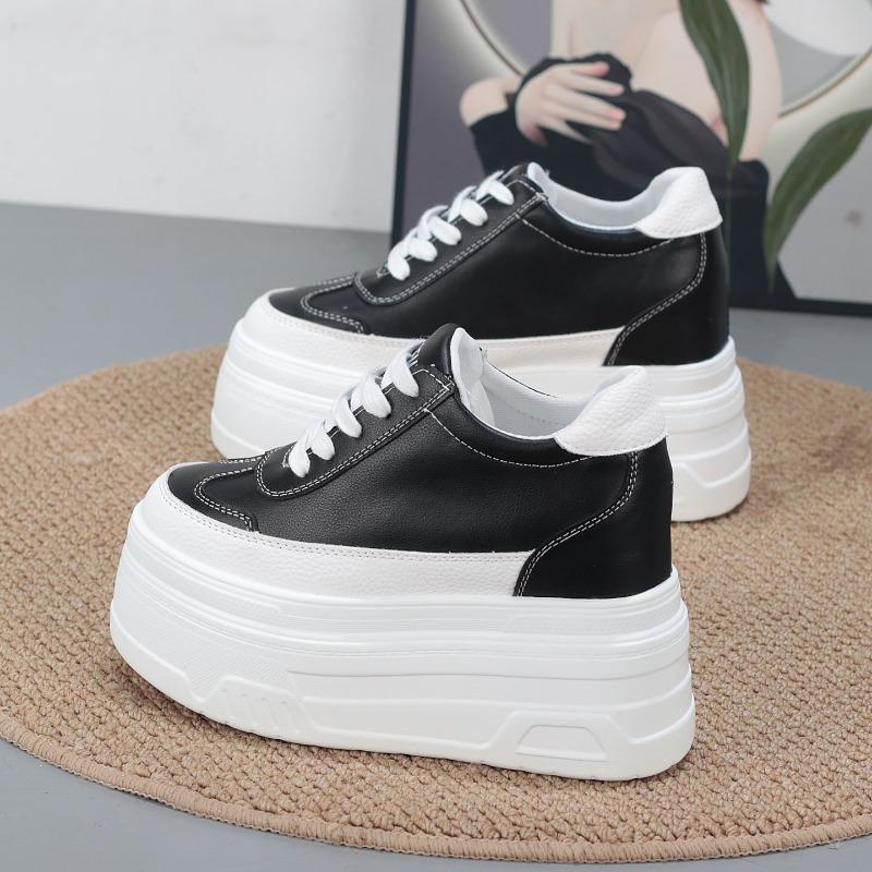 Fashion 10CM Synthetic Genuine Leather White Luxury Designer Sneaker Women Autumn Spring Cowboy Platform Wedge High Brand Shoes