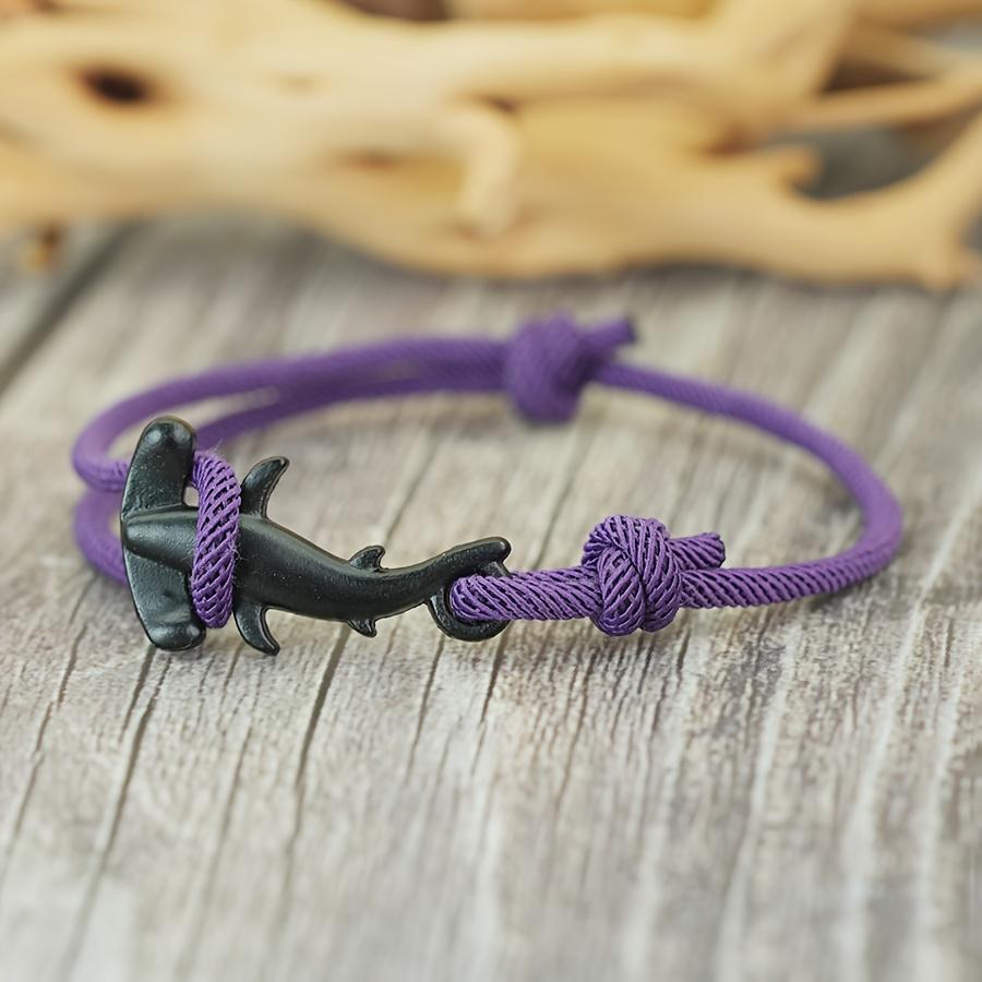 Ocean Breeze Single-Layer Adjustable Flat-Head Shark Bracelet for Women and Men, Vacation Style