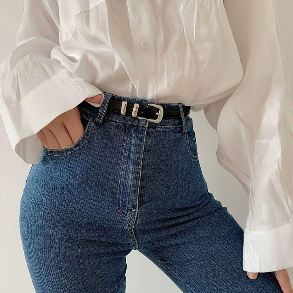 

Slim Side PU Leather Belt Simple Dress Decoration Fashion Thin Waist Belt Ladies/Girls белый
