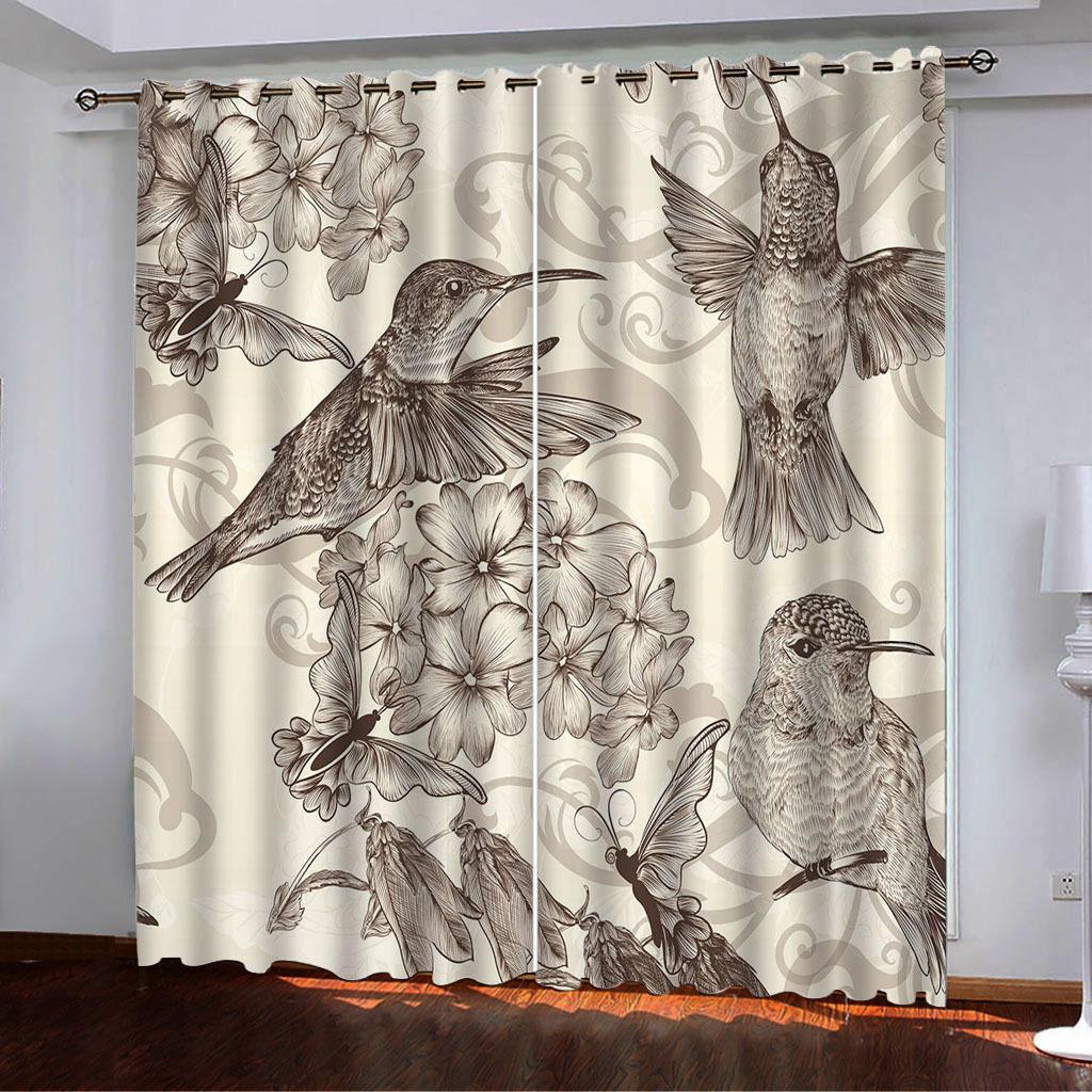 Vintage Style Cartoon Animal Series High Density Blackout Curtain Digital Printing