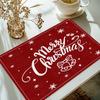 Christmas Linen Placemat Table Coffee Mat Red Nose Reindeer Snowflake Merry Xmas HO! Holly Leaf Ball Plaid Decorative Coasters