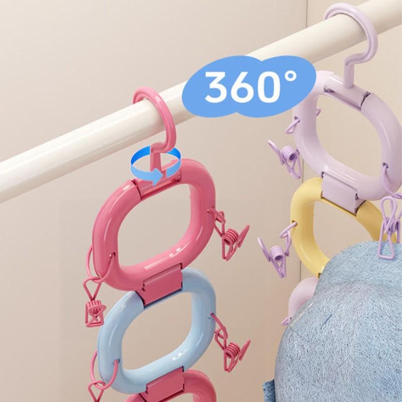 2/4/6Hook Rotating Cap Storage Rack with Hooks Clips Multi Functional Space Saving Home Organization Tool Cap Hanger Rack