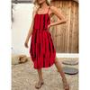 Women's Summer Spaghetti Strap Dress with Belt & Side Slit - Casual Sleeveless Flowy Dress