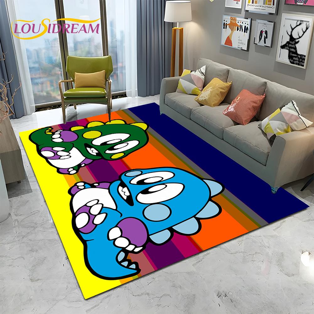 Cartoon Bubble Bobble Game Gamer Carpet Rug for Home Living Room Bedroom Sofa Doormat Decor,kid Play Area Rug Non-slip Floor Mat