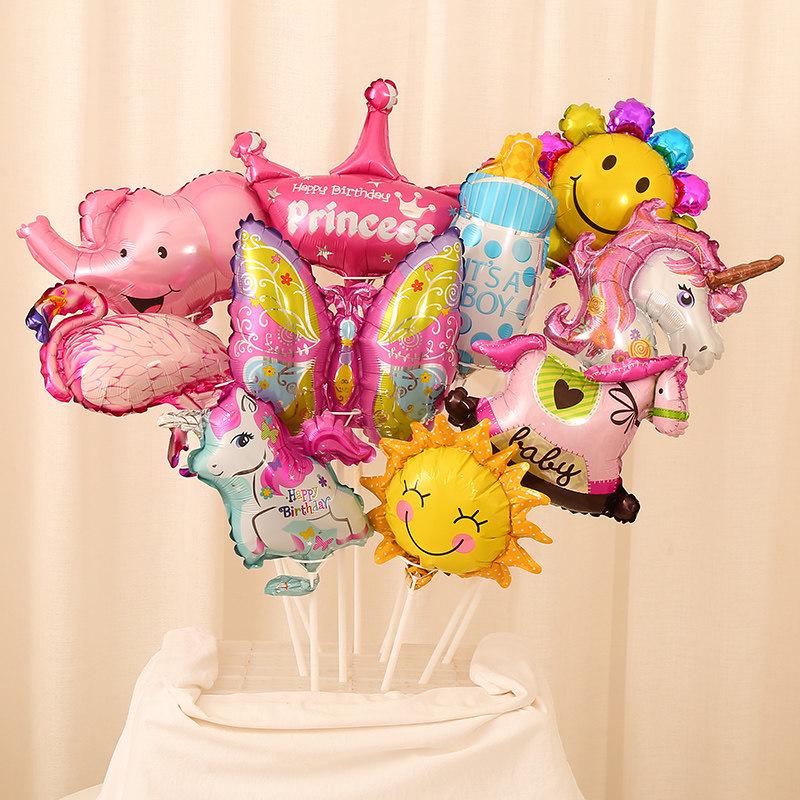 Mini Car Animal Aluminum Foil Balloons with Sticks for Night Market Stalls and Children's Gifts
