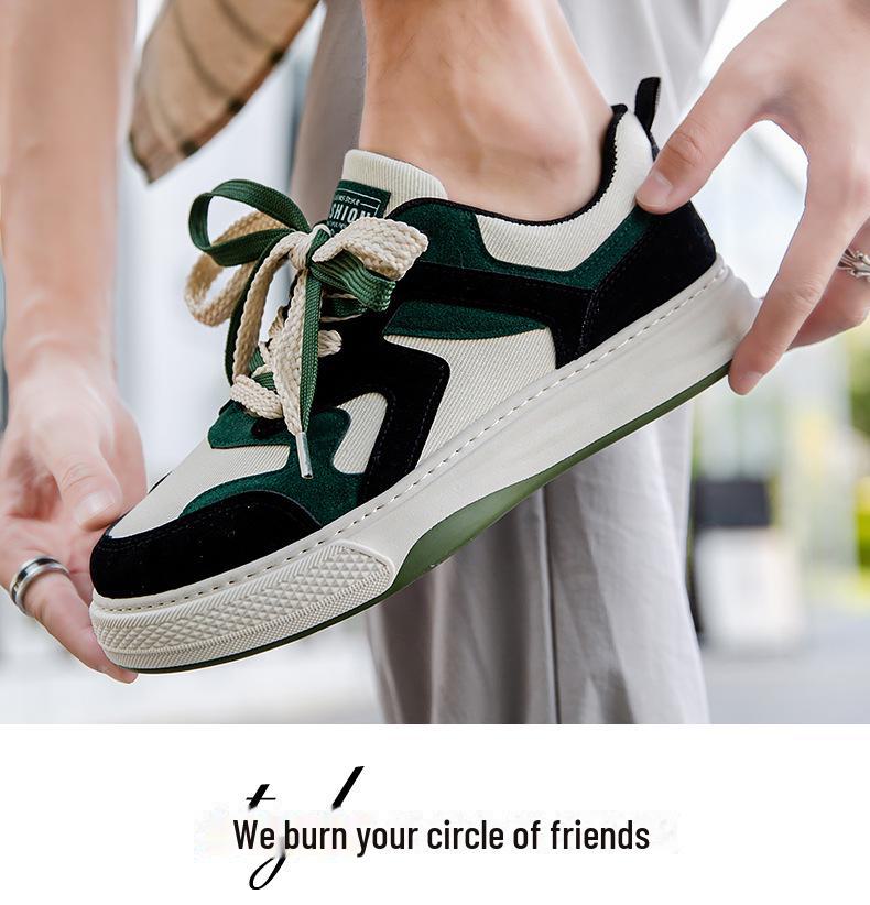 2024 Autumn Trendy Men's Thick-Soled Korean Style Casual Canvas Sneakers