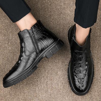Chelsea Shoes for Men’s Fashion Cotton Shoes Men's Thick Soled Ened Genuine Leather Comfort Casual Snow Boots Zapatillas Hombre
