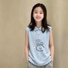 Korean Style Girls' Cotton Sleeveless Polo Vest, Thin Summer Design for Ages 6-12