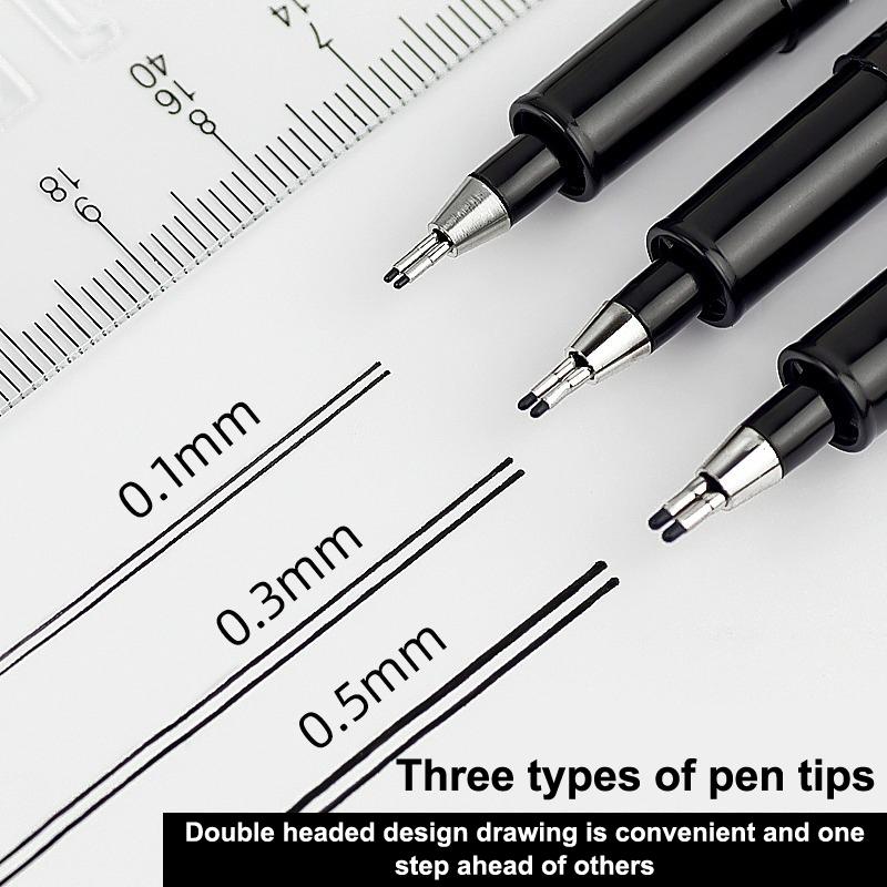Double-Line Gel Pen 0.1Mm/0.3Mm/0.5Mm, Essential For Architectural Design Exams, Note-Taking, And Painting