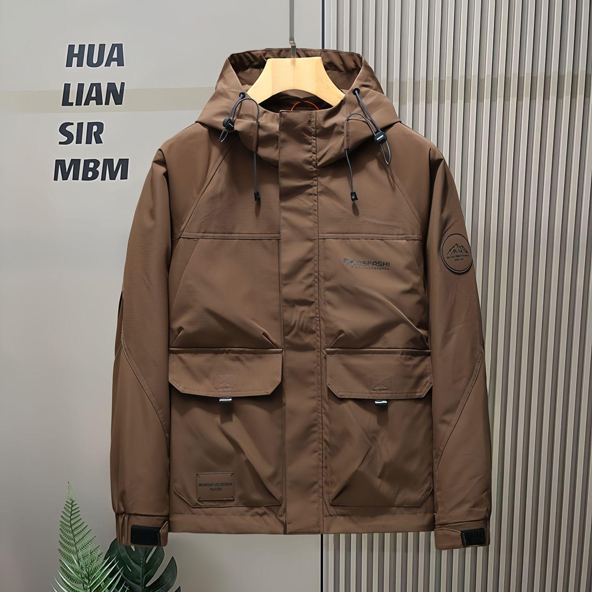 2025 A/W Men s Trendy Double Cotton Hooded Workwear Jacket XXXL коричневый