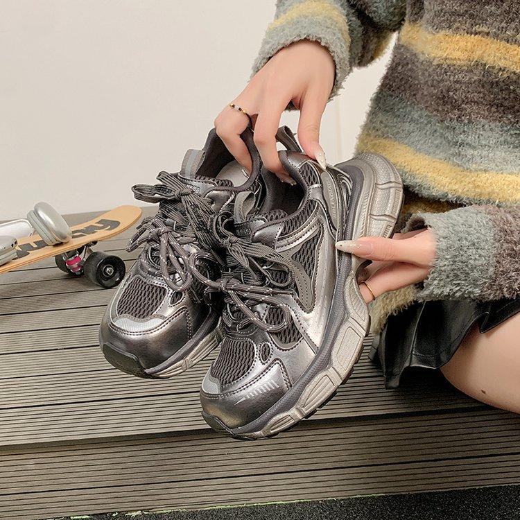 Autumn little monster new 2025 khaki caramel casual niche retro foreign style sports dad casual shoes women