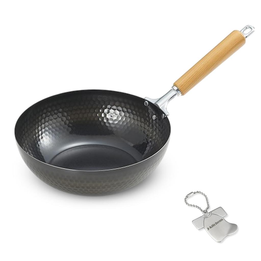 Frying Pan Lightweight Hammered Iron Frying Pan 27cm IH Compatible Gas Made in Japan Original Shape Can Opener Included J-kitchens T-shirt