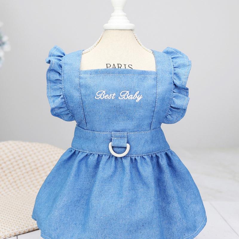 1pc Letter Embroidered Ruffle Trim Pet Dress for Cat and Dog for Party