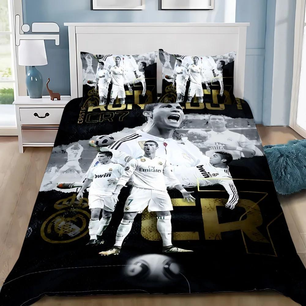 3D NOVÉ Povlečení na přikrývku Povlak na polštář Ložní souprava Fotbal CR7 R-Ronaldos Dospělý Chlapec Dívka Dekorace ložnice Děti Jednolůžko Dvojlůžko Velké