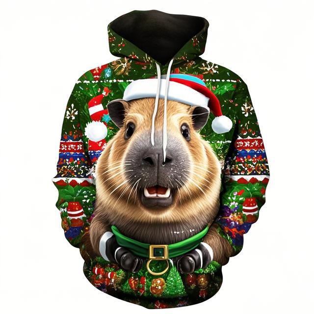 Толстовка с капюшоном для мальчиков с принтом капибары 3D — фото 13