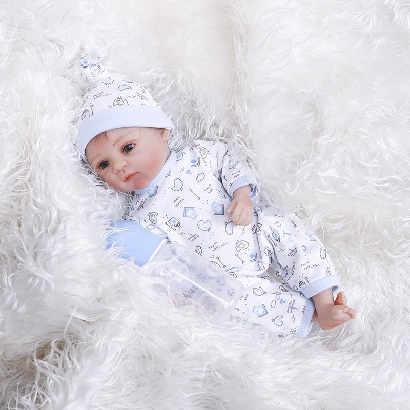 30cm Mini Realistic Baby Doll - Cute Playhouse Toy синий