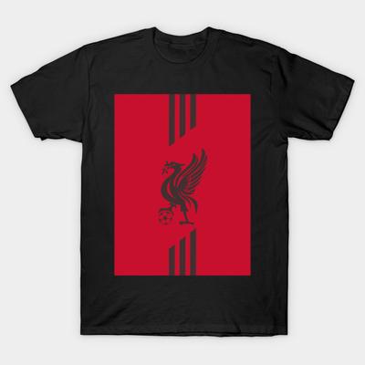 Men Black Print T-shirt Liverpool Fc Fans No-Cut Heat Transfer Print Cotton Tshirt