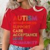 Autism Acceptance and The Neurodiversity Graphic Print Tshirt Short Sleeve ONeck Casual Top for Summer Spring Womens Clothing