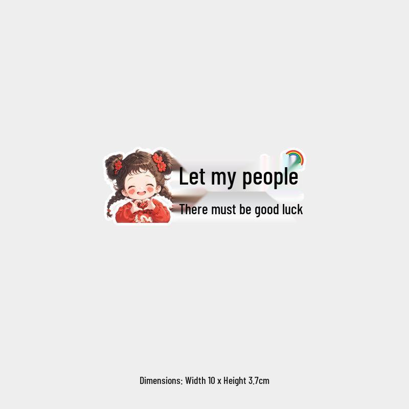 Let My People Have Good Luck Heart-Shaped Reflective Rear Windshield Sticker - Cute Warning Design