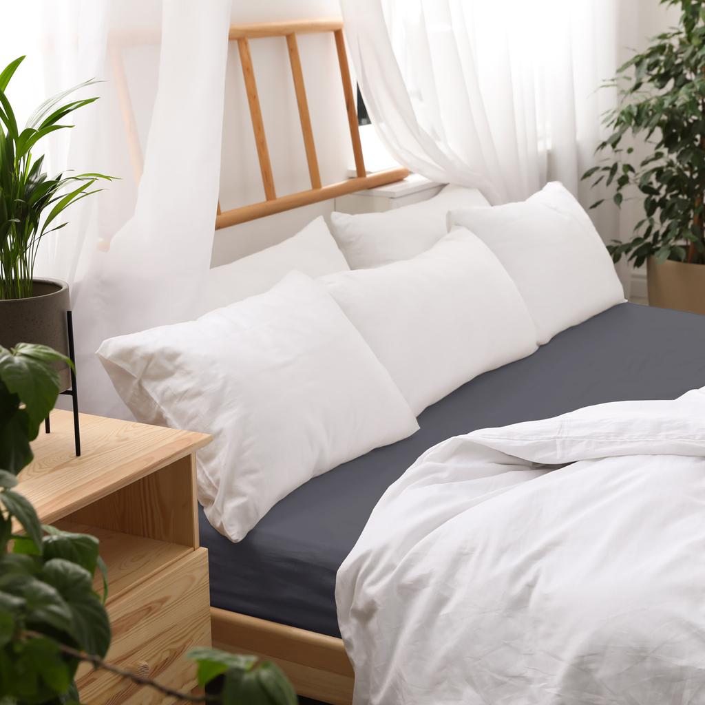 Fitted cotton sheet 90x200 JERSEY HEAVY DUTY anthracite