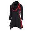Women's Long Sleeve Color Block Plaid Double Layer Hooded Diamond Short Dress