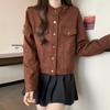 Plus Size 2025 Korean Spring Suede Slimming Long Sleeve Short Jacket for Women