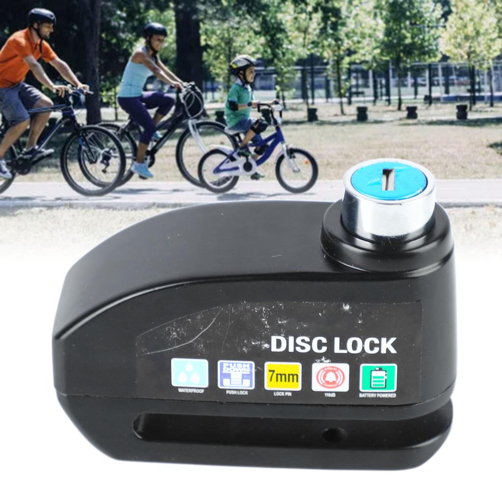 Cykellarm Skivlås Säkerhetslarm Skivbromslås Åkutrustning för Mountainbike Elfordon Svart