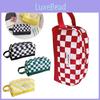 Stylish Checkerboard Pencil Case Large Capacity Canvas Stationery Bag