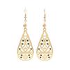 Retro Teardrop Earrings with Hollow Floral Design and Rhinestone Accents