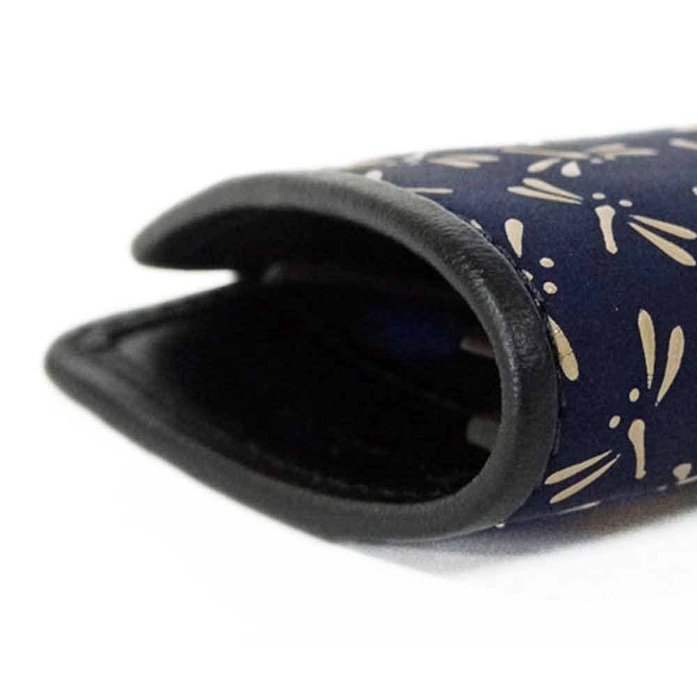 Inden Eyeglasses Sack Navy Blue Deerskin with White Dragonfly Soft 16cm x x Inden-ya 4203, Lacquer, Pattern, Type, 7.3cm 1.8cm