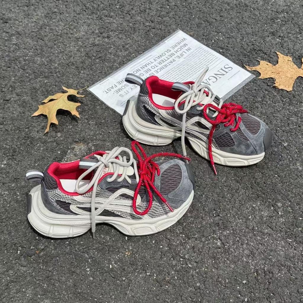 Mesh Double Shoelaces Dad Shoes Autumn Fashion Splicing Versatile Sports Casual Shoes Trendy Shoes