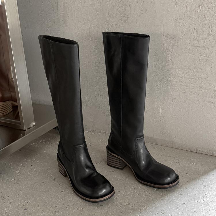 Internet celebrity Maillard western knight boots women 2025 autumn and winter new boots versatile pleated pile high boots