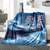 Captain America Wielding Mjolnir With Lightning In The Background Cozy Customizable Blanket Personalized Text Comfortable Great For Sofa Couch Office