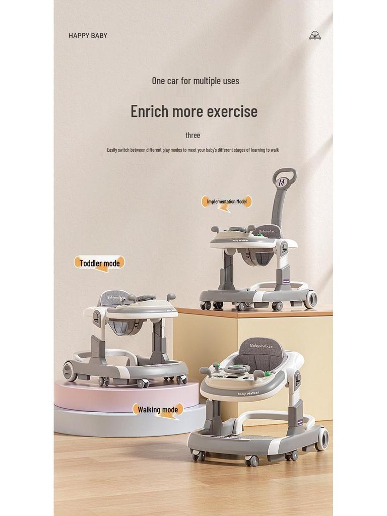3-in-1 Multi-Functional Foldable Baby Walker, Anti-Rollover, for 6-18 Months