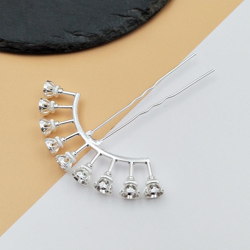 Beadable Alloy Arch Hair Pin Blanks Multiple Bead Mounts 3 Colors for DIY Hanfu Hair Accessories Making
