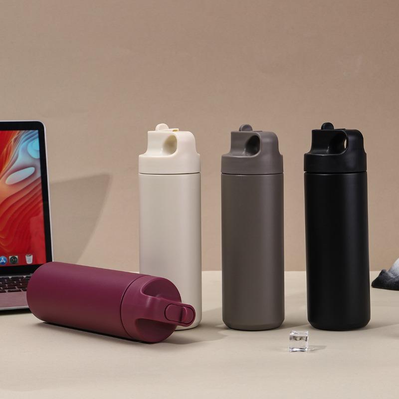 550ml Matte 304 Stainless Steel Insulated Tumbler, Flip Straw Lid Water Bottle for Office & Daily Use