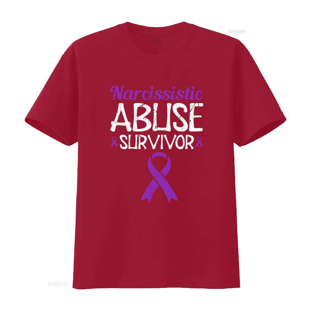 Narcissistic Abuse Survivor Purple Ribbon Unisextal Health Awareness T Shirt vintage streetwear Top For Everyday Wear