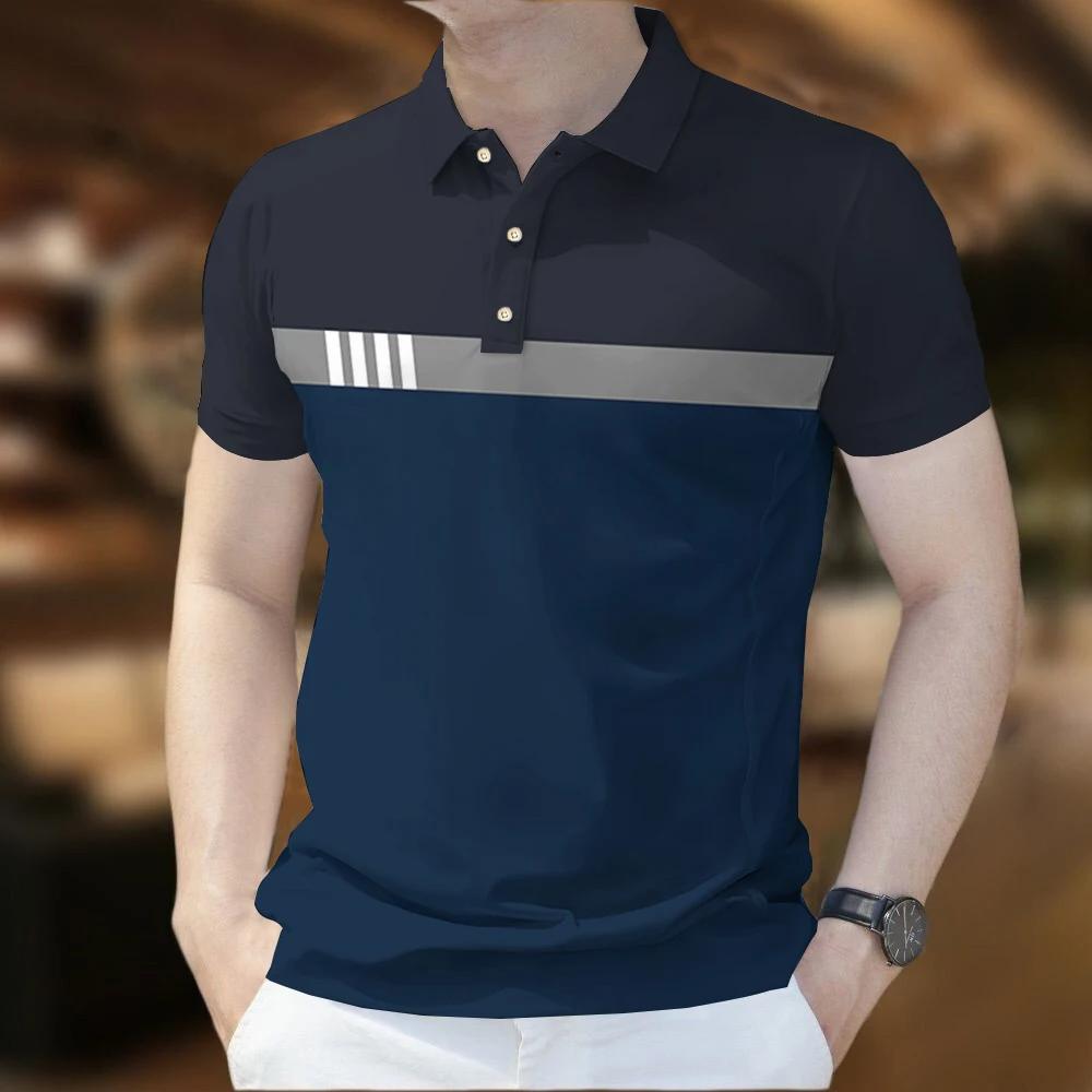 Short sleeved printed button T-shirt, summer loose polyester top S
