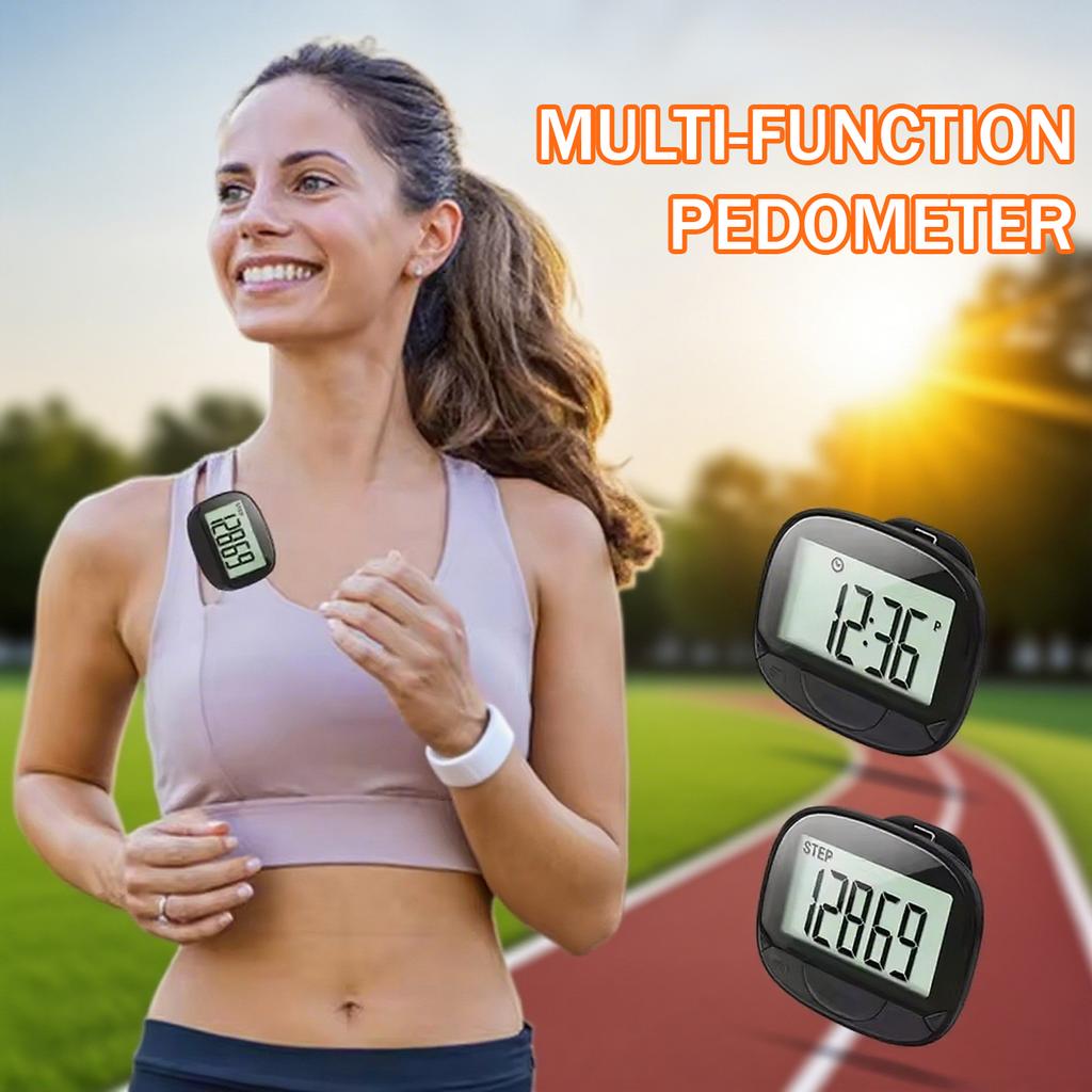 Clip-On Pedometer Step Counter Digital Display Electronic Pedometer Large Screen Multifunctional for Outdoor Sports